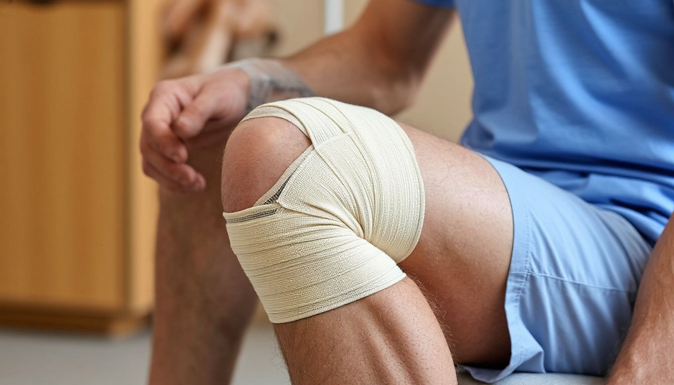 Эластичный бинт на колено при растяжении связок