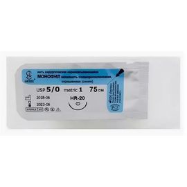 Монофил мононить полипропилен синяя, USP 5-0, 75 см, с иглой HS-20