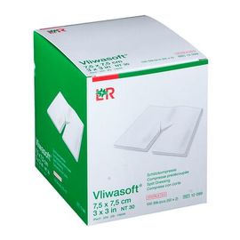 Салфетки Vliwasoft (Фливасофт) нетканые стерильные 8 слоев с Y-разрезом 7,5х7,5 см, 2 шт/упаковка