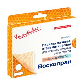 Повязка ВОСКОПРАН Левометил 10 х 10 см, мазевая, сетчатая