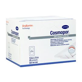 Самоклеящиеся послеоперационные повязки COSMOPOR Antibacterial с серебром 7,2х5 см