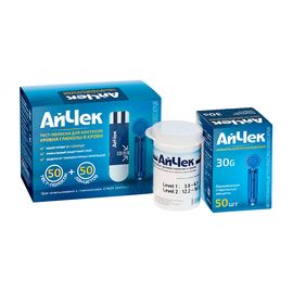 Тест-полоски ТМ АйЧек (iCheck) №50, 50 тест-полосок + 50 ланцетов, комплект