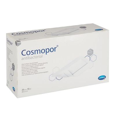 Самоклеящиеся послеоперационные повязки COSMOPOR Antibacterial с серебром 20х10 см