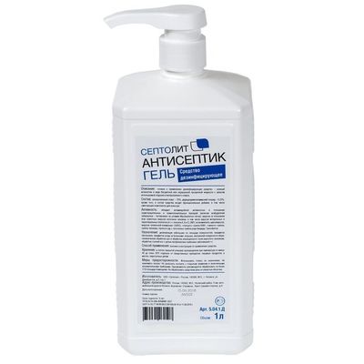 Антисептик для рук в виде геля Септолит с дозатором, 1 литр