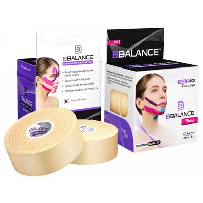 Кинезио тейп BBTape Face Pack Ice 2,5см х 5м, 2 шт