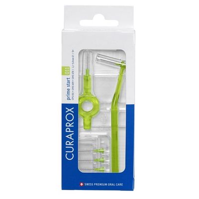 Ёршик Curaprox CPS011 Prime Start 1,1-5 мм Зелёный с двумя держателями (набор 5 шт)
