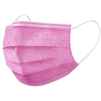 Маска одноразовая 3-х слойная, розовая