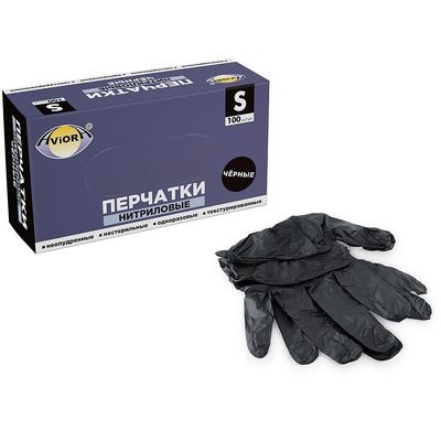 Нитриловые перчатки Aviora, неопудренные, черные