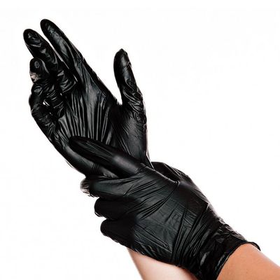 Перчатки виниловые Aviora, неопудренные, черные, 50 пар