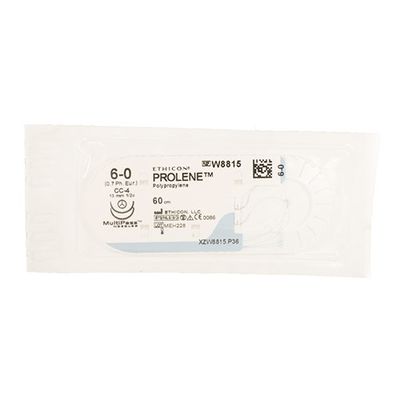 Пролен синий М0.7 (6/0) 60 см две колющие иглы CC-4, арт. W8815