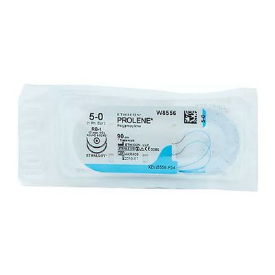 Пролен синий М1 (5/0) 90 см две колющие иглы RB-1, арт. W8556