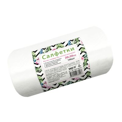 Салфетки спанлейс 20х30 см белые, 100 шт в рулоне