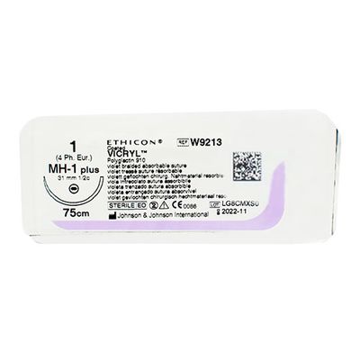 Викрил фиолетовый М4 (1) 75 см игла колющая MH-1 1/2 окр 31мм, арт. W9213