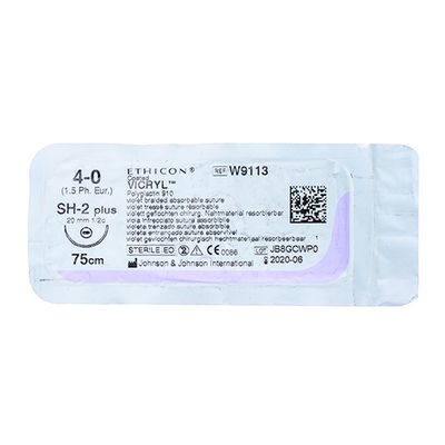 Викрил фиолетовый М1.5 (4/0) 75 см игла колющая SH-2 Plus 2 1/2 окр 20мм, арт. W9113