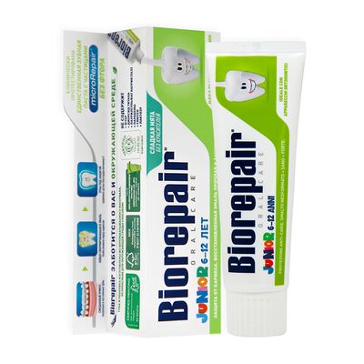 Детская зубная паста Biorepair Junior Mint (6-12 лет) с экстрактом мяты 75 мл