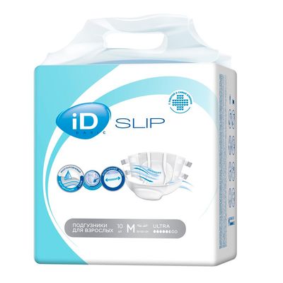 Подгузники для взрослых ID Slip Basic, размер М, 10 шт.
