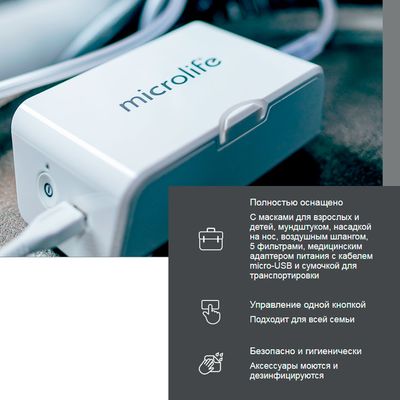 Ингалятор компрессорный Microlife NEB Nano basic портативный, описание