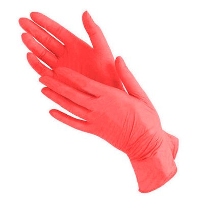 Нитриловые смотровые перчатки Benovy красные, 50 пар