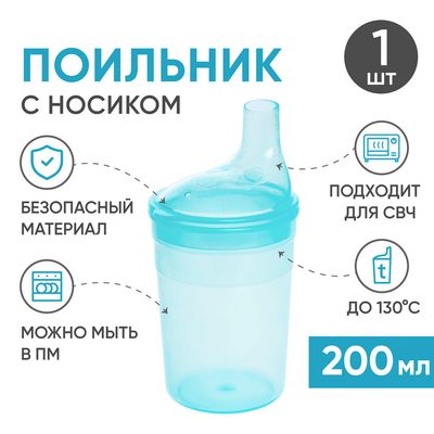 Поильник BESIDE с крышкой-носиком 200 мл, голубой, описание