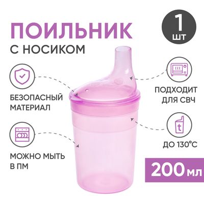Поильник BESIDE с крышкой-носиком 200 мл, розовый характеристики